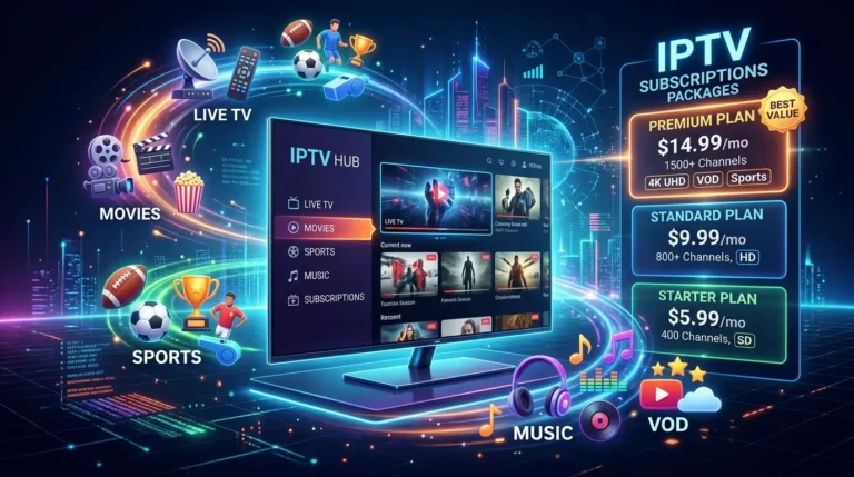 abonnementen iptv op smart TV in woonkamer