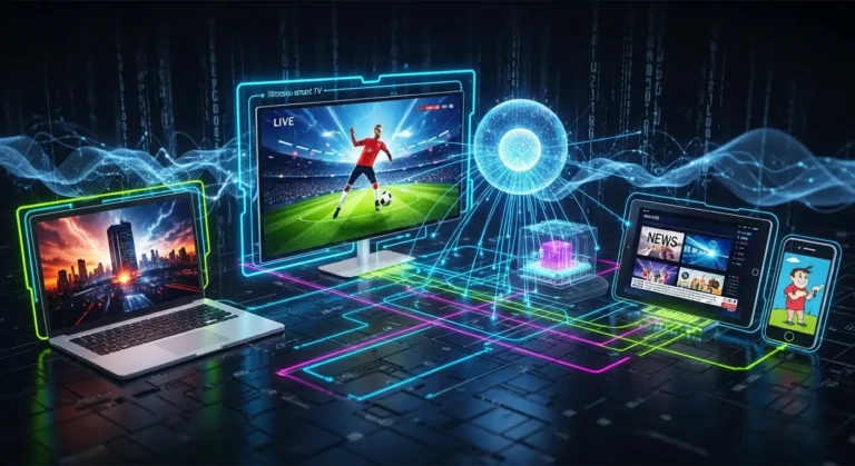 IPTV compleet netwerk met meerdere apparaten streaming live tv en films